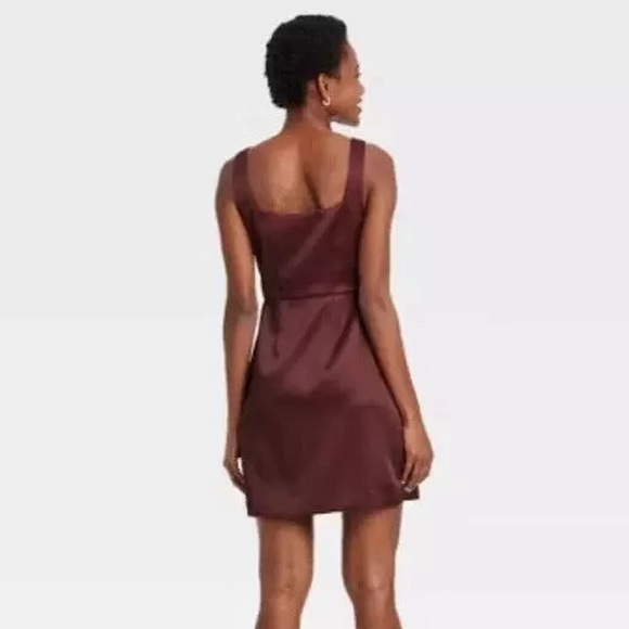 A New Day Satin Burgundy Dress - Picture 3 of 8